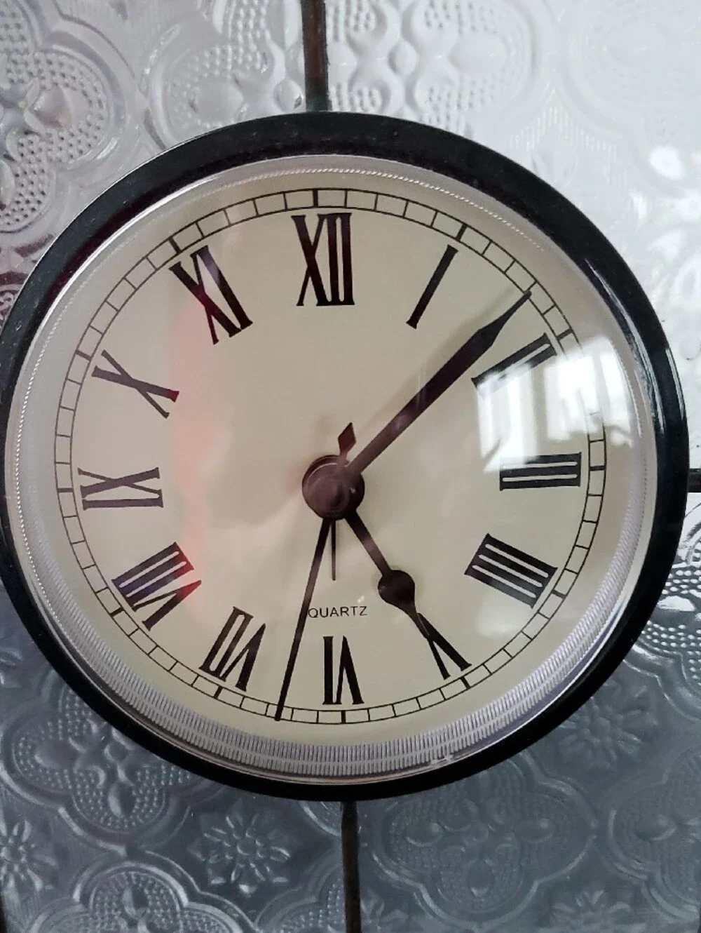Decorative Stained Glass Accent Clock - Cream and Brown